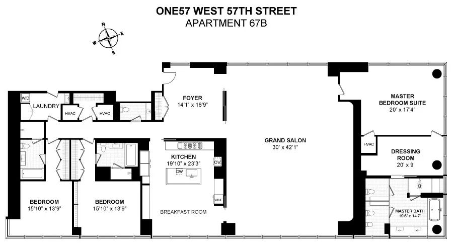 「One57」独一无二的亿万富翁俱乐部...从77全层4居室$4,400万...至42层1居室$359.5万...即可入住